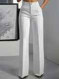 Pantalón de vestir ancho de mujer de tiro alto