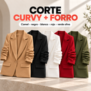 Blazer femenino curvy de manga fruncida