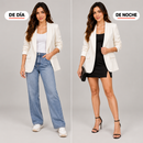 Blazer femenino curvy de manga fruncida