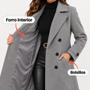 Abrigo largo femenino de doble botonadura