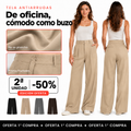 [2ª Unidad -50%] Pantalón Pierna Ancha París en Tela Sastrera con Pinzas Frontales