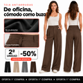 [2ª Unidad -50%] Pantalón Pierna Ancha París en Tela Sastrera con Pinzas Frontales