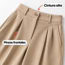 Pantalón femenino de pierna ancha con pinzas