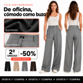 [2ª Unidad -50%] Pantalón Pierna Ancha París en Tela Sastrera con Pinzas Frontales