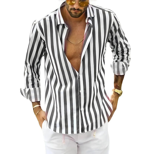 Camisa de verano a rayas para hombre