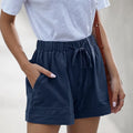 Shorts casuales de mujer de corte holgado con cordón