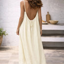 Vestido largo de playa con tirantes ajustables y bolsillos