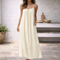 Vestido largo de playa con tirantes ajustables y bolsillos