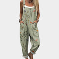 Mono floral de mujer de pierna ancha con tirantes ajustables