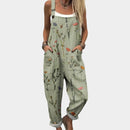 Mono floral de mujer de pierna ancha con tirantes ajustables