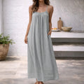 Vestido largo de playa con tirantes ajustables y bolsillos