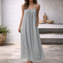 Vestido largo de playa con tirantes ajustables y bolsillos