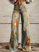 Pantalón palazzo floral de mujer de corte amplio