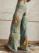 Pantalón palazzo floral de mujer de corte amplio