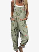 Mono floral de mujer de pierna ancha con tirantes ajustables