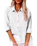 Camisa holgada de mujer de manga larga con bolsillo