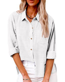 Camisa holgada de mujer de manga larga con bolsillo
