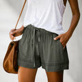 Shorts casuales de mujer de corte holgado con cordón