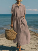 Vestido casual de mujer con botones y manga media