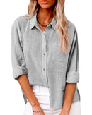 Camisa holgada de mujer de manga larga con bolsillo