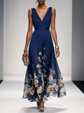 Vestido floral de fiesta para mujer con escote en V