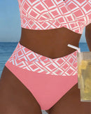 Bikini de cuadros para mujer con top sin aro y braguita alta