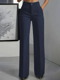 Pantalón de vestir ancho de mujer de tiro alto