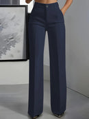 Pantalón de vestir ancho de mujer de tiro alto