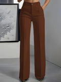 Pantalón de vestir ancho de mujer de tiro alto