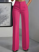 Pantalón de vestir ancho de mujer de tiro alto