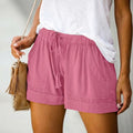 Shorts casuales de mujer de corte holgado con cordón