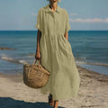 Vestido casual de mujer con botones y manga media