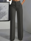 Pantalón de vestir ancho de mujer de tiro alto