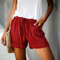 Shorts casuales de mujer de corte holgado con cordón