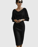 Vestido midi de mujer con mangas murciélago