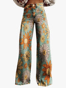 Pantalón palazzo floral de mujer de corte amplio