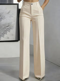 Pantalón de vestir ancho de mujer de tiro alto