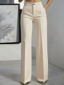 Pantalón de vestir ancho de mujer de tiro alto