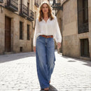 Jeans amplios de mujer de tiro alto y estilo retro
