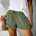 Shorts casuales de mujer de corte holgado con cordón