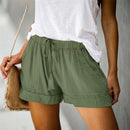 Shorts casuales de mujer de corte holgado con cordón