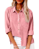 Camisa holgada de mujer de manga larga con bolsillo