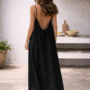 Vestido largo de playa con tirantes ajustables y bolsillos