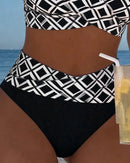 Bikini de cuadros para mujer con top sin aro y braguita alta