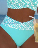 Bikini de cuadros para mujer con top sin aro y braguita alta