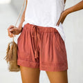 Shorts casuales de mujer de corte holgado con cordón