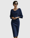 Vestido midi de mujer con mangas murciélago