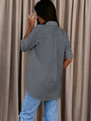 Camisa de mujer con cuello de solapa y botones