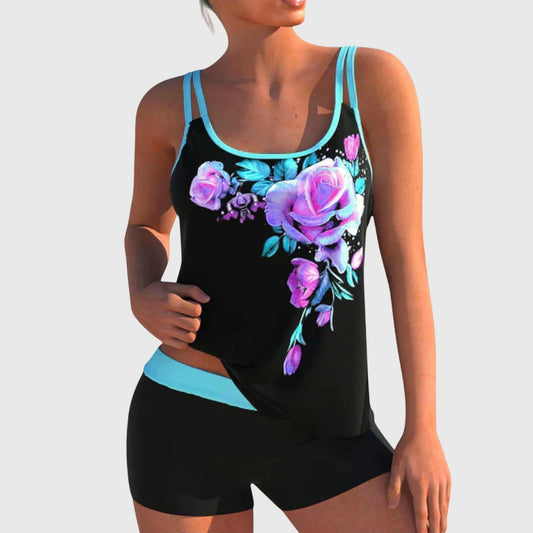 Traje de baño floral de dos piezas para mujer