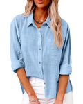 Camisa holgada de mujer de manga larga con bolsillo